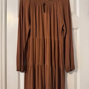 Tiered swing dress with keyhole neck